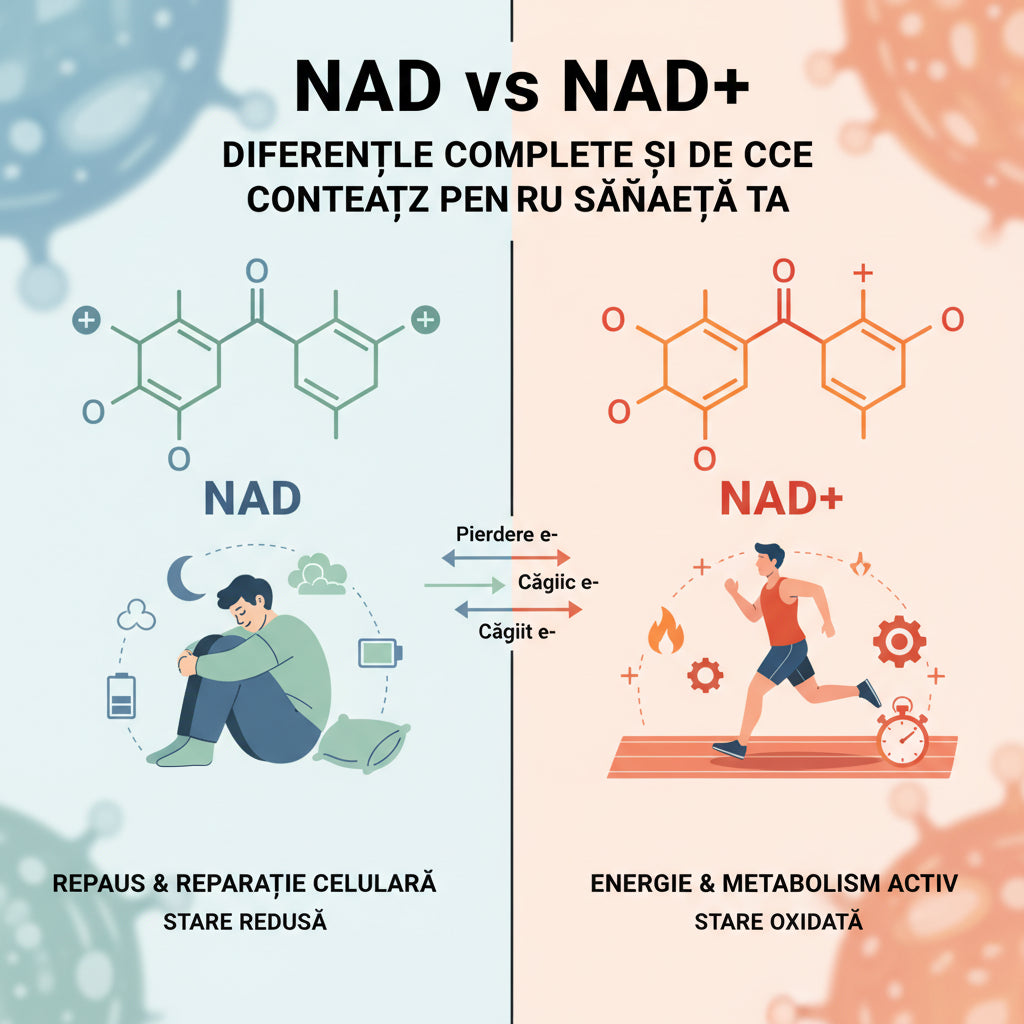 NAD vs NAD+: Diferențele Complete și De Ce Contează Pentru Sănătatea Ta