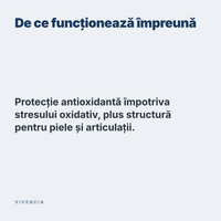 De ce funcționează împreună: protecție antioxidantă împotriva stresului oxidativ, plus structură pentru piele și articulații